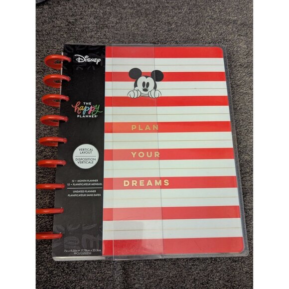 Disney Mickey Mouse "Plan Your Dreams" 12-Month Undated Vertical Layout Happy Pl - Picture 1 of 5